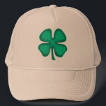 Casquette Lucky 4 Leaf Irish Clover tan foam trucker hat<br><div class="desc">Lucky 4 Leaf Irish Clover trucker hats are a great way to show 'your Irish' and a great hat for St. Patrick's Day or any day. Lucky 4 Leaf Irish Clover is Steamy Raimon original art and the 1st 4-leaf clover design for sale ever on www anywhere.</div>