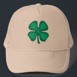 Casquette Lucky 4 Leaf Irish Clover tan foam trucker hat<br><div class="desc">Lucky 4 Leaf Irish Clover trucker hats are a great way to show 'your Irish' and a great hat for St. Patrick's Day or any day. Lucky 4 Leaf Irish Clover is Steamy Raimon original art and the 1st 4-leaf clover design for sale ever on www anywhere.</div>