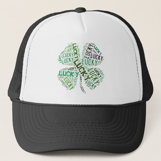 Casquette Lucky Clover Word Art (Devant)