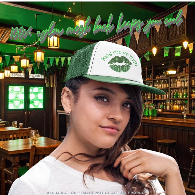 Casquette Lucky "Kiss Me I m Irish" Green Parties scintillan (Créateur téléchargé)