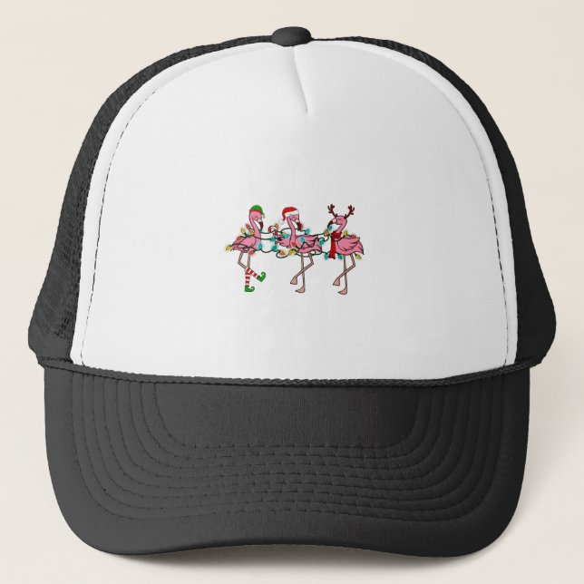 Casquette Lumières de Noël Flamant rose rose Santa Hat Holid (Devant)