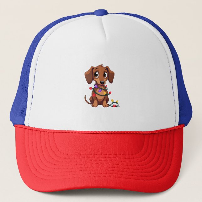 Casquette Lumières de teckel de Noël (3) (Devant)