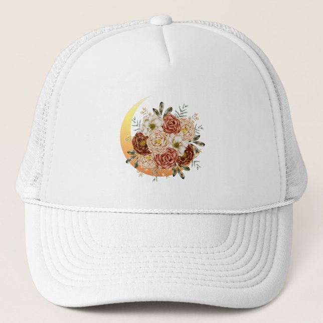 Casquette Lune Et Fleurs Florales (Devant)