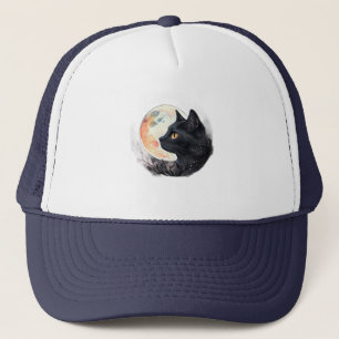 Casquette Lune rouge avec chatte Artistique T-shirt Design