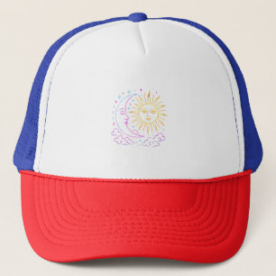 Casquette 🌙 ☀️ Lune & Soleil Neon Nuages Vintages - Cosmiqu