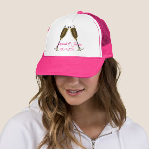 Casquette Lunettes de champagne et texte rose