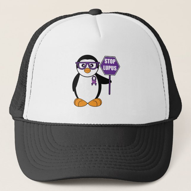 Casquette Lupus d'arrêt : Pingouin avec le signe (Devant)