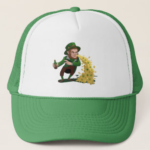 Casquette Lutin irlandais lançant des biscuits chanceux drôl