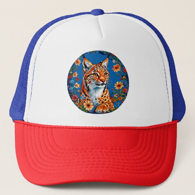 Casquette Lynx à la fourrure orange vibrante (Devant)