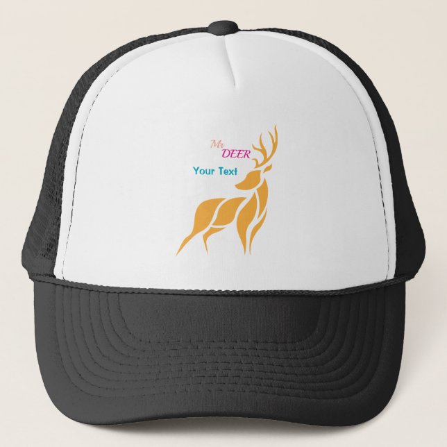 Casquette M. Cerf Graphique – Style Bois Rustique (Devant)