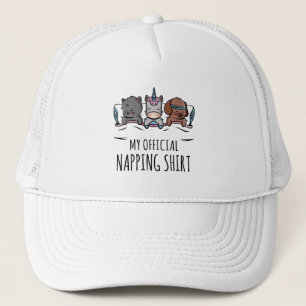 Casquette Ma chemise officielle de sieste licorne chien chat