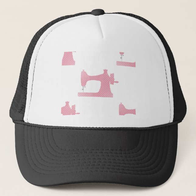 Casquette machine à coudre rose (Devant)