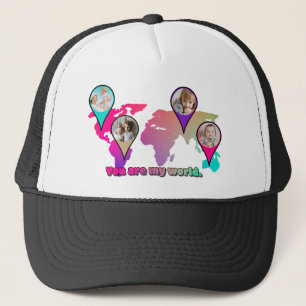 Casquette Magnifique Multicolor World Map Photo Collage