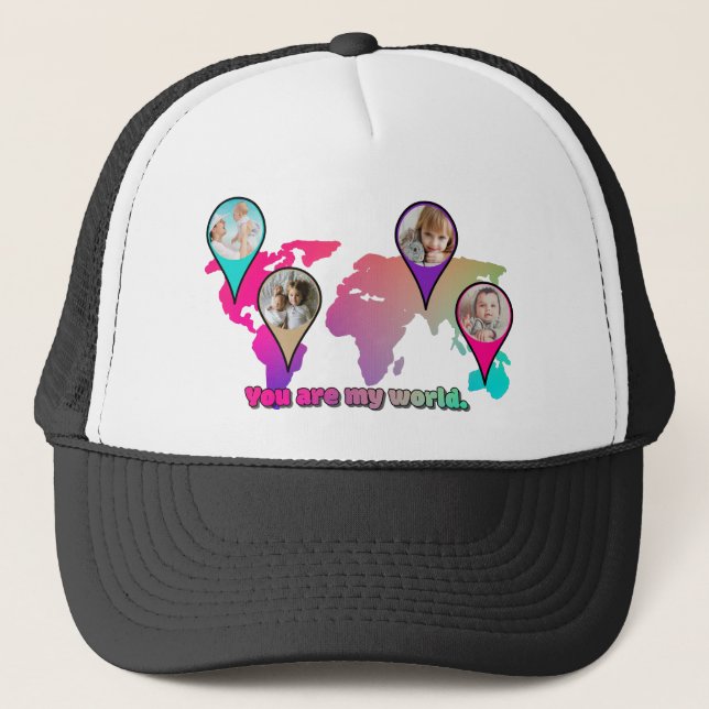 Casquette Magnifique Multicolor World Map Photo Collage (Devant)