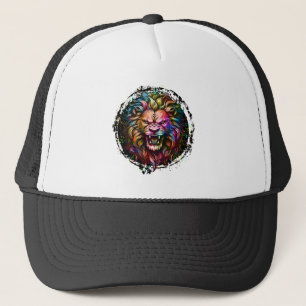 CASQUETTE MAGNIFIQUE RUGISSEMENT DE LION ABSTRAIT GÉOMÉTRIQU