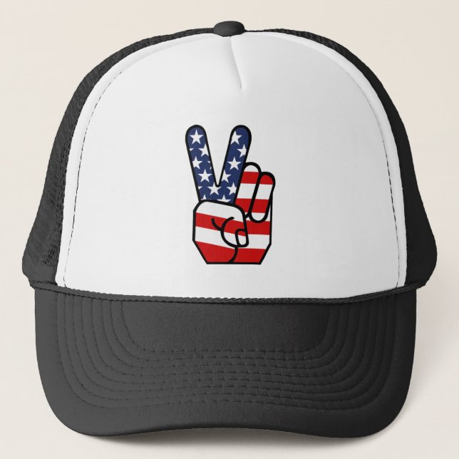 Casquette Main de paix de drapeau américain (Devant)