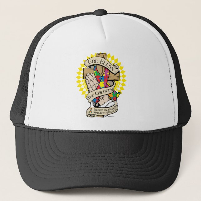 Casquette Mains de prière de syndrome d'Asperger (Devant)