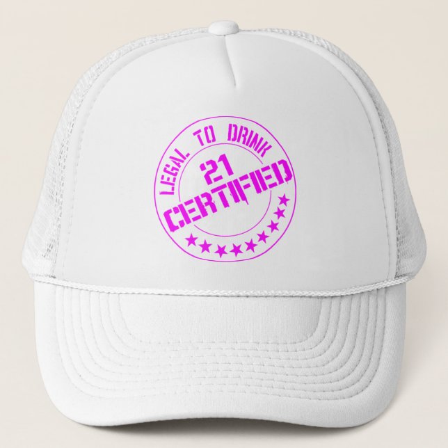 Casquette Maintenant certifiés 21 juridiques à Boisson-rose (Devant)