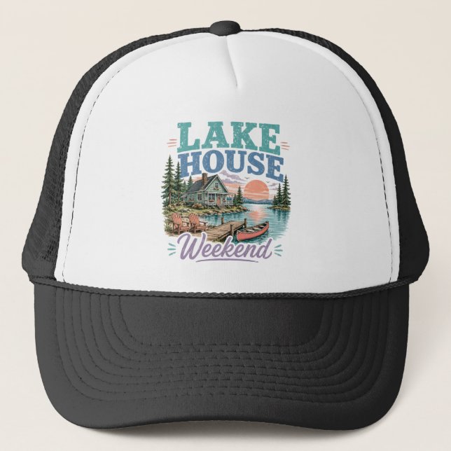 Casquette Maison de lac, chalet de week-end, retraite au bor (Devant)