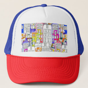 Casquette Maisons d'Amsterdam : Aquarelle Motif sans couture