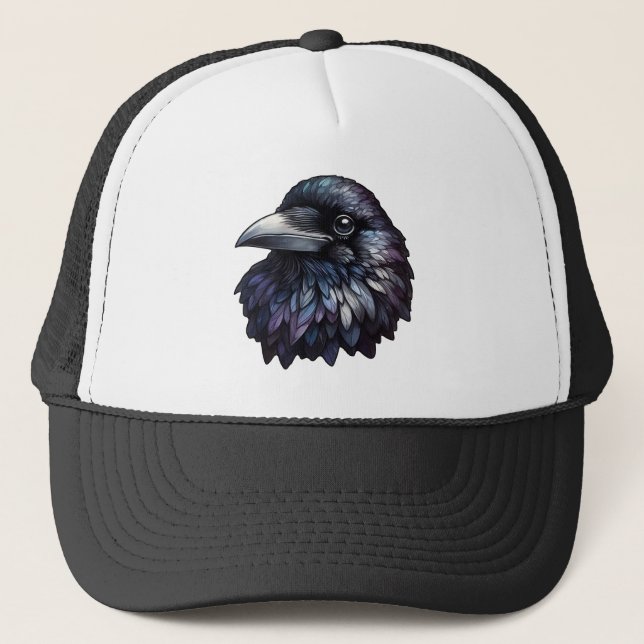 Casquette Majestic Raven Portrait - corbeau, oiseau, faune (Devant)