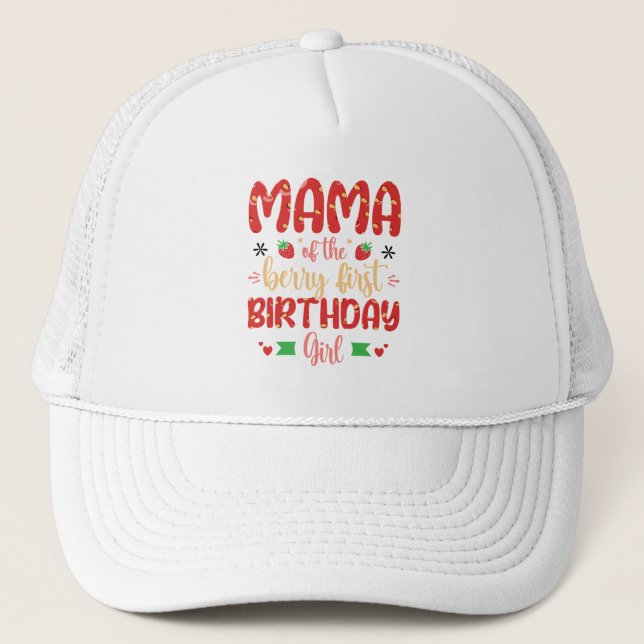 Casquette Mama Of The Berry Birthday Sweet Mom Strawberries (Devant)