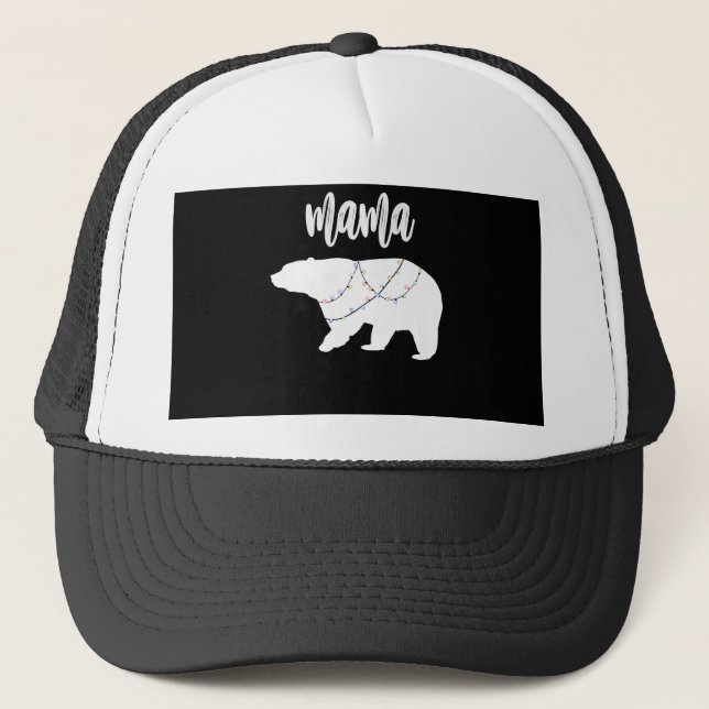 Casquette Mama Ours Polaire Chaîne De Lumières Noël (Devant)