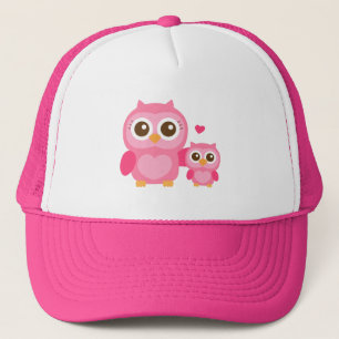 Casquette Maman et moi, hibou mignon de bébé, rose