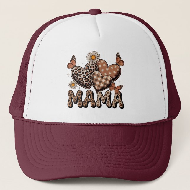 Casquette Maman mignonne floral et guépard (Devant)