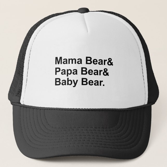 Casquette Maman Ours, Papa Ours, Bébé Ours | Boucle d'or (Devant)