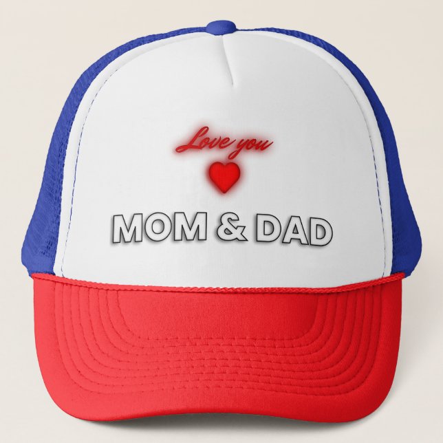 Casquette Maman & Papa | Amour familial de coeur D (Devant)