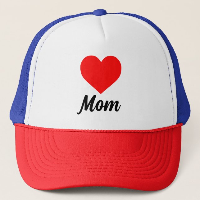 Casquette Maman - Typographie Classique Cœur Rouge (Devant)