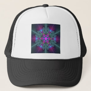 Casquette Mandala Colorful Spiritual Fractal Art With Pink