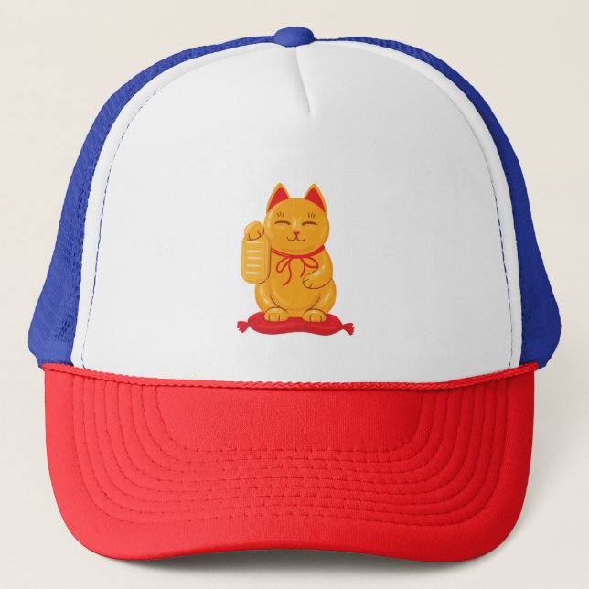 Casquette Maneki Neko Chat d'or japonais, Symbole de richess (Devant)