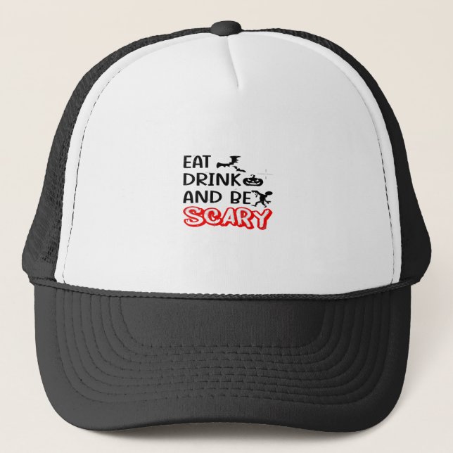 Casquette Manger, boire et être effrayant Design Rétro Class (Devant)
