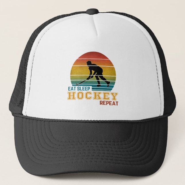 Casquette Manger Dormir Hockey Répéter  (Devant)
