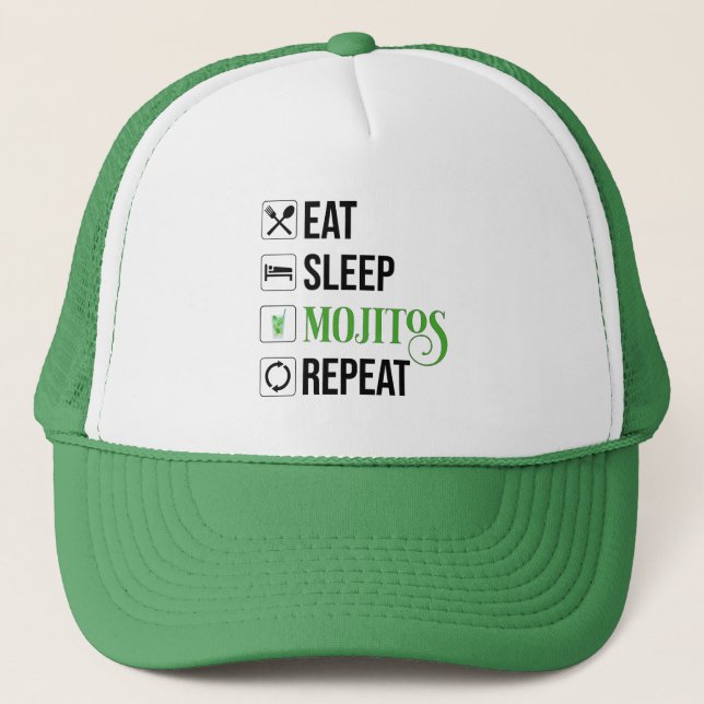 Casquette Mangez des mojitos du sommeil Répéter (Devant)
