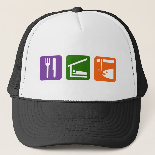 Casquette Mangez la pêche de glace de sommeil (Devant)