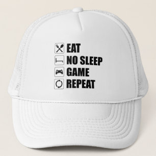 Casquette Mangez, Pas De Sommeil, Jeu, Répéter - Drôle Jo
