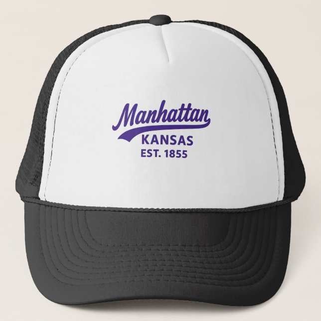 Casquette Manhattan Kansas Est. 1855 | Ville de Retro Colleg (Devant)
