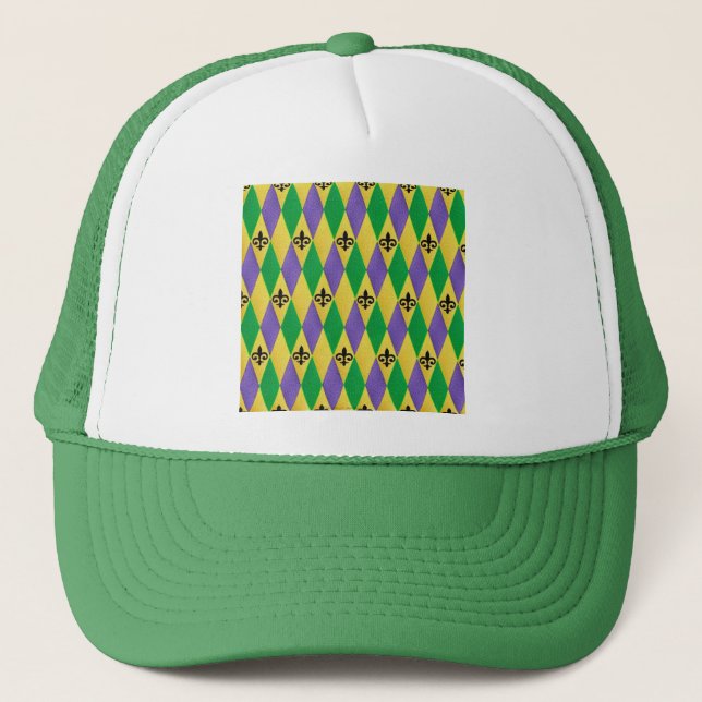 Casquette Mardi Gras Arlequin Fleur De Lis (Devant)
