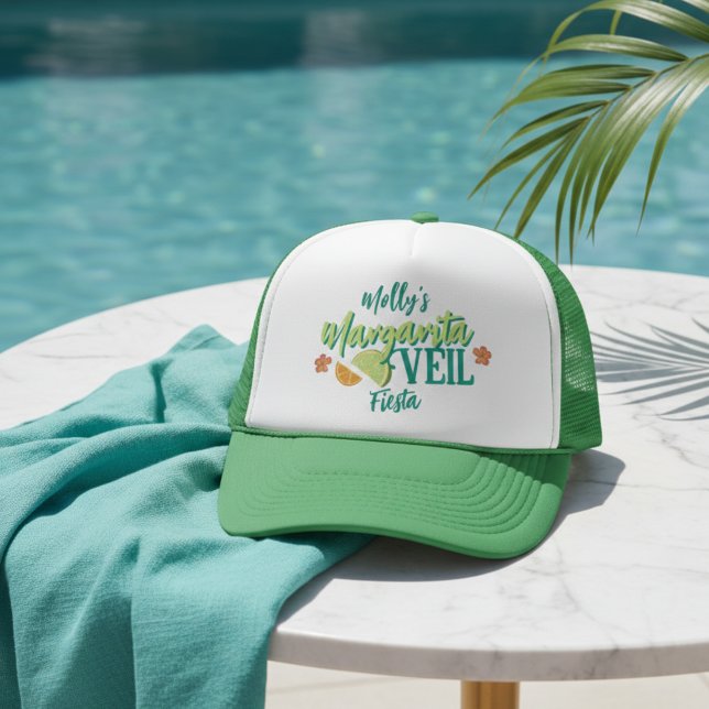 Casquette Margarita Veil Tropical Bachelorette (Margarita Veil Bachelorette Party Illustrated Trucker Hat)
