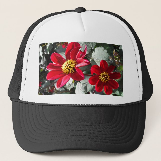Casquette marguerite rose chaud rouge / marguerites fleurs (Devant)