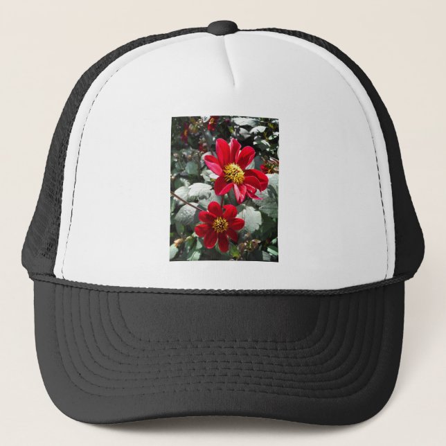 Casquette marguerite rose chaud rouge / marguerites fleurs (Devant)