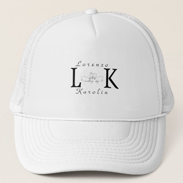 Casquette Mariage blanc Monogramme simple Élégant minimalist (Devant)