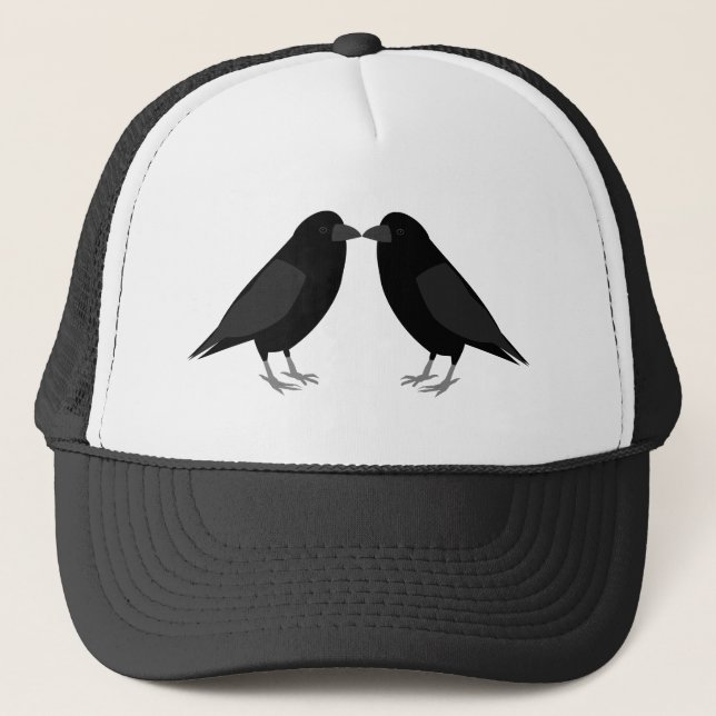 Casquette Mariage gothique Kissing Ravens (Devant)