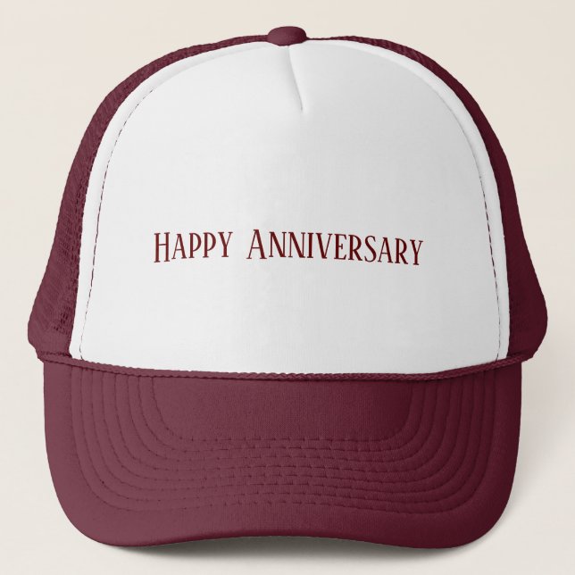 Casquette Mariage Joyeux Anniversaire Texte Couleur Maroon P (Devant)