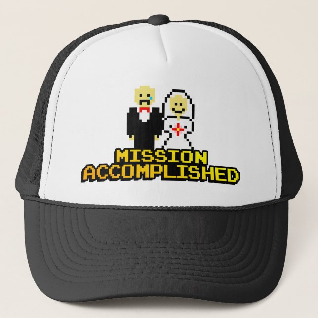 Casquette Mariage "Mission Accomplie" (8 bits) (Devant)