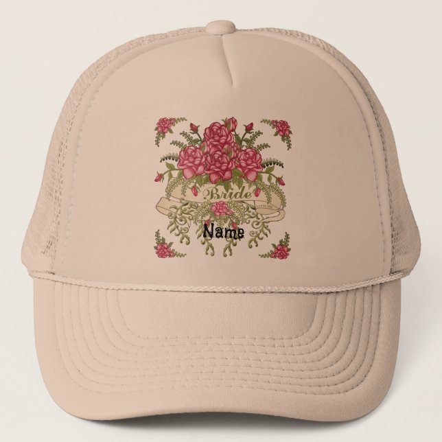 casquette mariage rose (Devant)