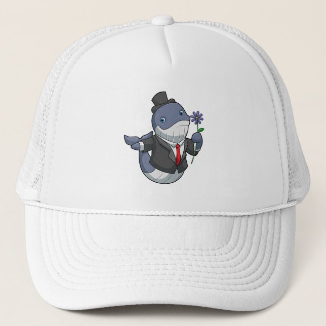 Casquette Marié de mariage de baleine fleur (Devant)